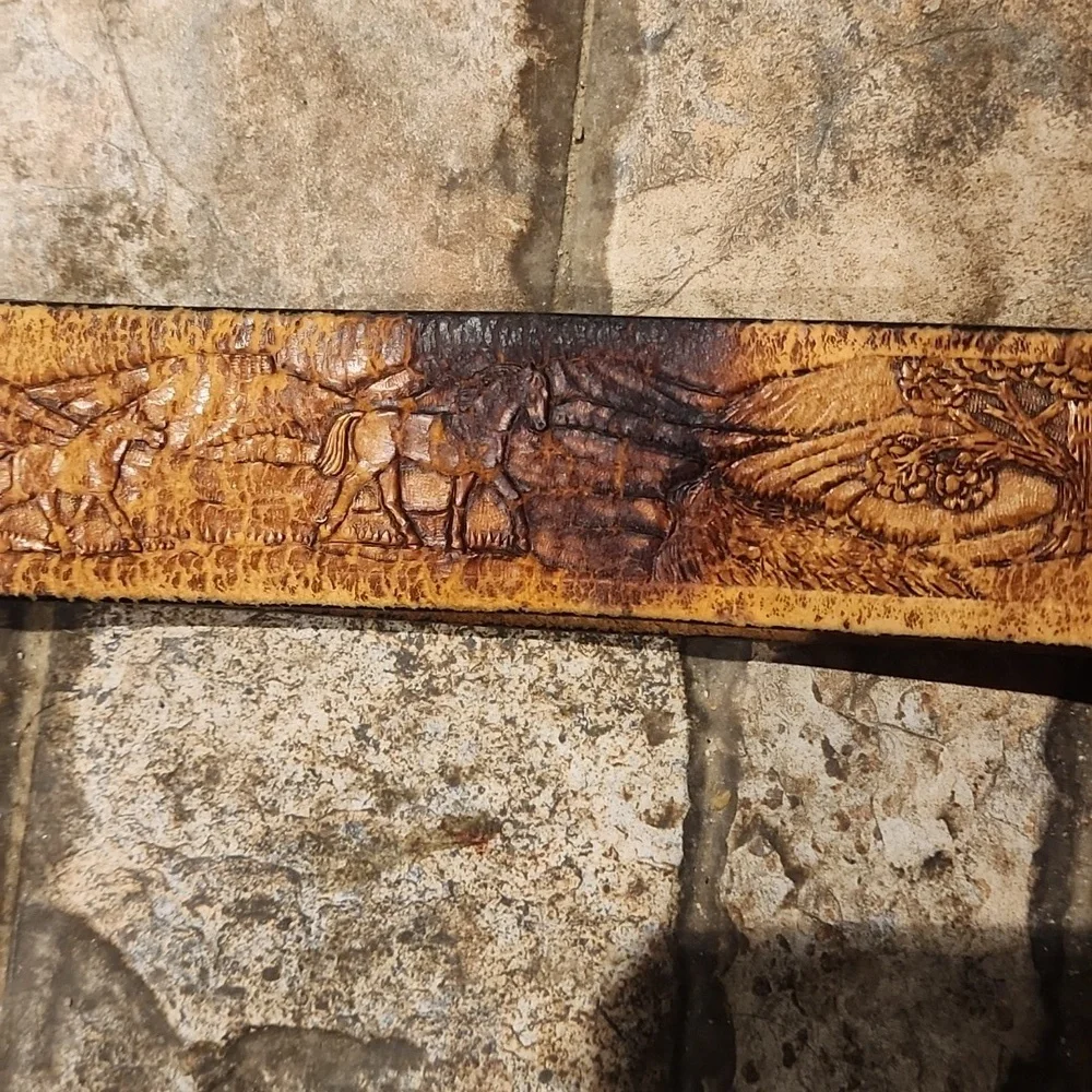 Vintage Leather Horse Belt
